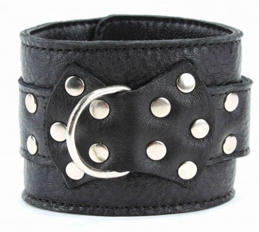 Чёрные наручники  из кожи с пряжкой - БДСМ Арсенал - купить с доставкой в Миассе