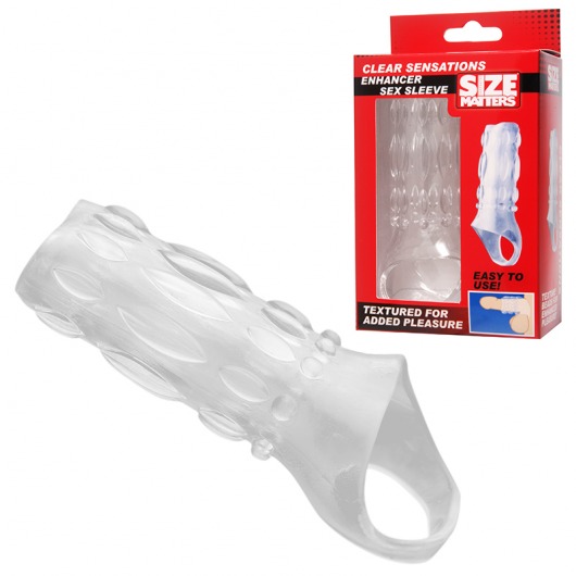 Насадка на пенис с кольцом для мошонки Clear Sensations Enhancer Sex Sleeve - 11,5 см. - XR Brands - в Миассе купить с доставкой