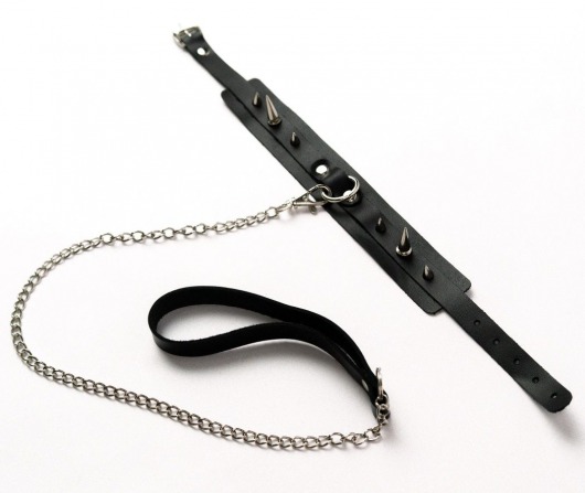 Черный ошейник с шипами и поводком - Crazy Handmade - купить с доставкой в Миассе
