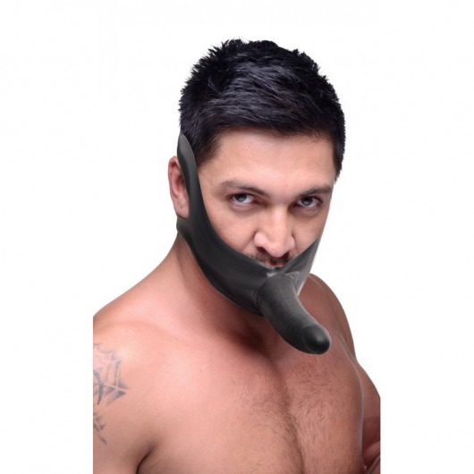Черный кляп-страпон Masters Mini Face Fuck Strap-On - 14 см. - XR Brands - купить с доставкой в Миассе