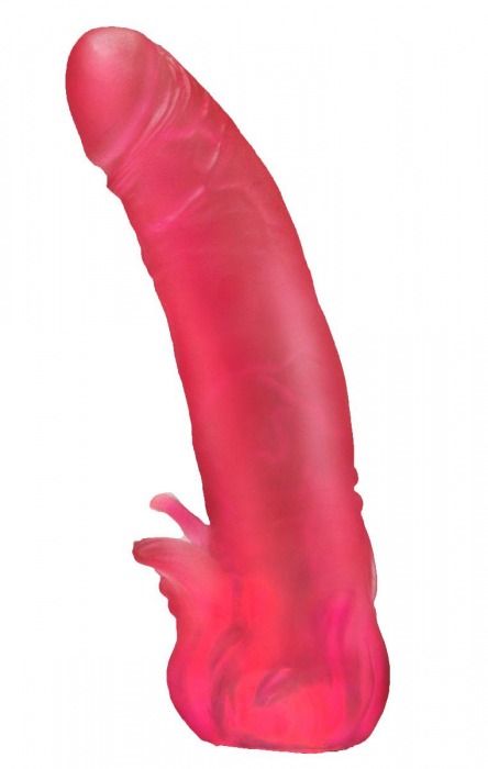 Розовая насадка для страпона с клиторальными лепестками - 18,5 см. - LOVETOY (А-Полимер) - купить с доставкой в Миассе