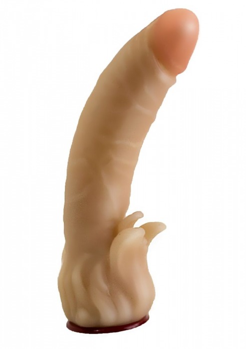 Телесная гелевая насадка-фаллос с клиторальными лепестками - 18,5 см. - LOVETOY (А-Полимер) - купить с доставкой в Миассе