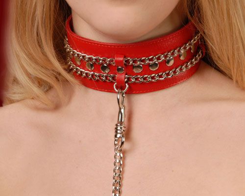 Красный ошейник с цепочками - Sitabella - купить с доставкой в Миассе