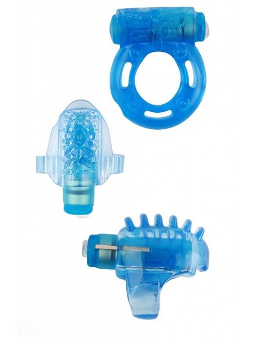 Набор из 3 синих эрекционных колец с вибрацией Teasers Ring Kit - Chisa - в Миассе купить с доставкой