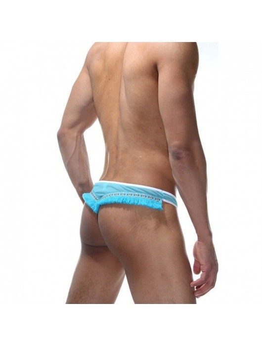 Голубые трусы-тонги с бахромой на ягодицах - La Blinque купить с доставкой