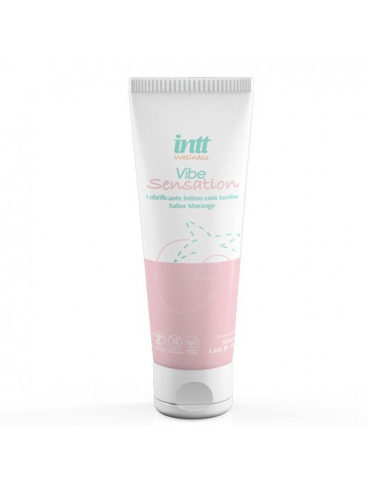 Лубрикант на водной основе Vibe Sensation с клубничным вкусом и легким вибрирующим эффектом - 50 гр. - INTT - купить с доставкой в Миассе