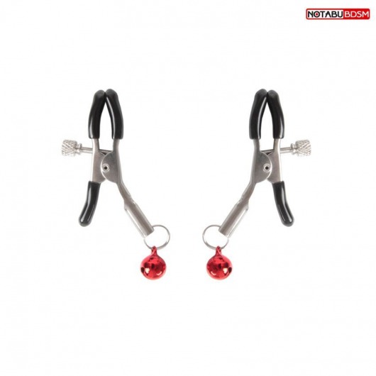 Серебристые зажимы на соски с шариками - Notabu - купить с доставкой в Миассе