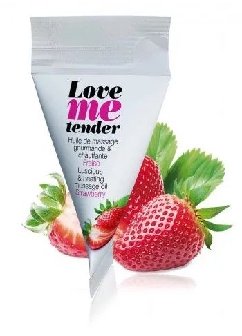 Съедобное согревающее массажное масло Love Me Tender Strawberry с ароматом клубники - 10 мл. - Love to Love - купить с доставкой в Миассе