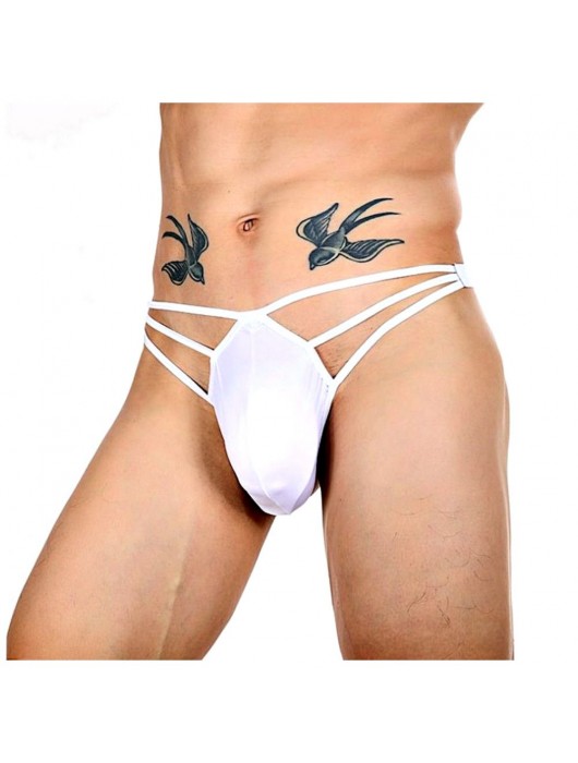 Белые сексуальные трусы-стринги на тонких бретелях - Romeo Rossi купить с доставкой