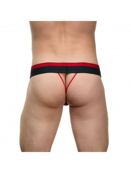 Мужские красно-черные лаковые трусы-стринги - La Blinque купить с доставкой