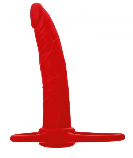 Красная насадка на пенис для двойного проникновения Black Red - 16,5 см. - ToyFa - купить с доставкой в Миассе
