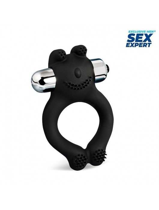 Черное силиконовое эрекционное виброкольцо Sex Expert - Sex Expert - в Миассе купить с доставкой
