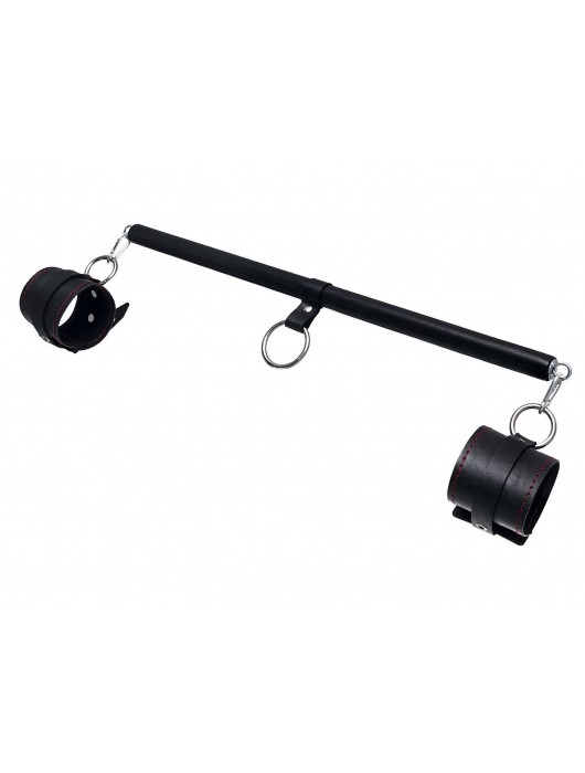 Черная распорка для ног с кожаными манжетами - Pecado - купить с доставкой в Миассе