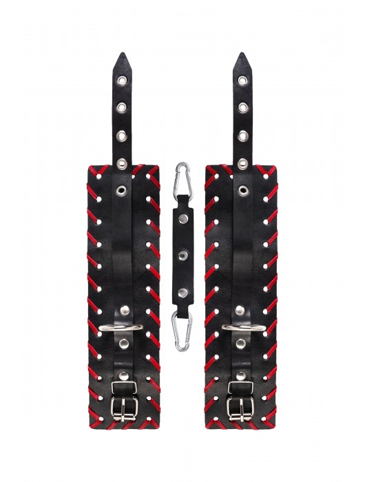 Черно-красные оковы из натуральной кожи - Pecado - купить с доставкой в Миассе