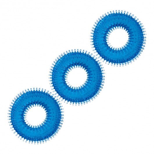 Комплект из трех голубых колец для эрекции 3-Pack Ultra-Stim Stretch Cock Rings - BlueLine - в Миассе купить с доставкой