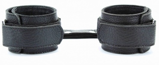 Черные кожаные оковы на липучке - БДСМ Арсенал - купить с доставкой в Миассе