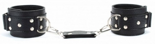 Черные кожаные оковы на липучке - БДСМ Арсенал - купить с доставкой в Миассе