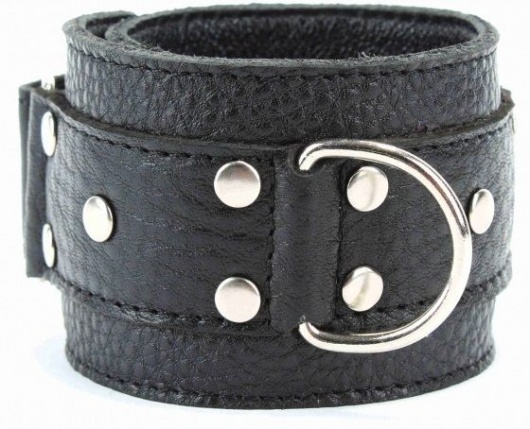 Черные кожаные оковы на липучке - БДСМ Арсенал - купить с доставкой в Миассе