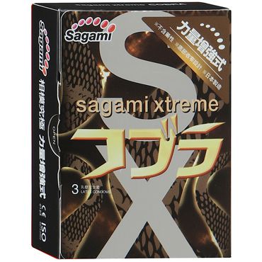 Суженные к основанию презервативы Sagami Xtreme COBRA - 3 шт. - Sagami - купить с доставкой в Миассе