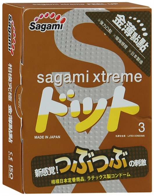 Презервативы Sagami Xtreme FEEL UP с точечной текстурой и линиями прилегания - 3 шт. - Sagami - купить с доставкой в Миассе