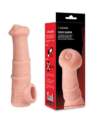 Телесная фантазийная насадка на член Cock Sleeve Size M - KOKOS - в Миассе купить с доставкой