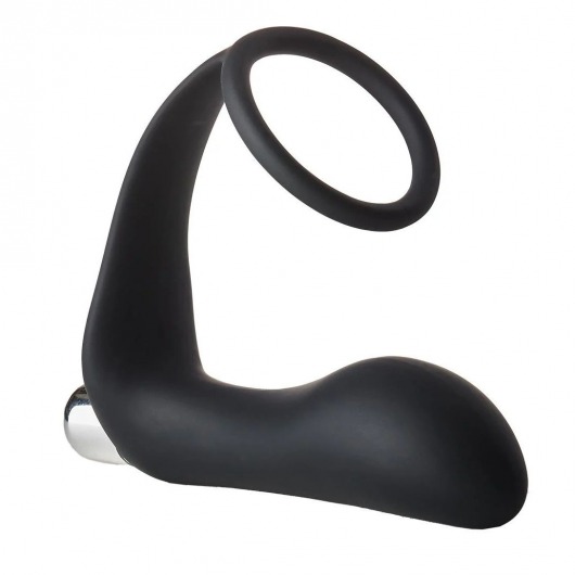 Черное эрекционное кольцо с вибропробкой Vibrating Anal Plug With Cockring - Dream Toys - в Миассе купить с доставкой