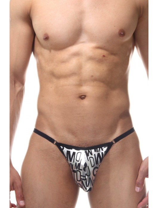 Мужские серебристые трусы-стринги с принтом - Don Moris купить с доставкой