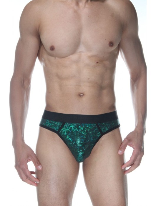 Зеленые блестящие мужские трусы-стринги - Don Moris купить с доставкой