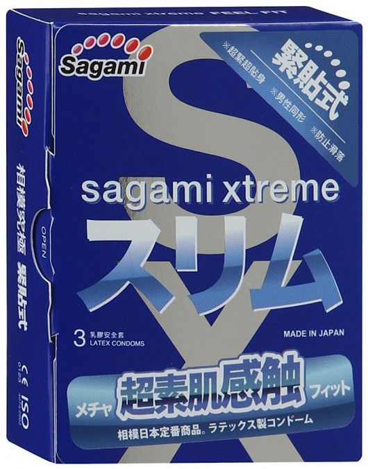 Розовые презервативы Sagami Xtreme FEEL FIT 3D - 3 шт. - Sagami - купить с доставкой в Миассе