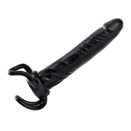 Чёрная насадка-фаллос для двойного проникновения INFLATABLE DILDO SLIM DONG  - 13,5 см. - Toyz4lovers - в Миассе купить с доставкой
