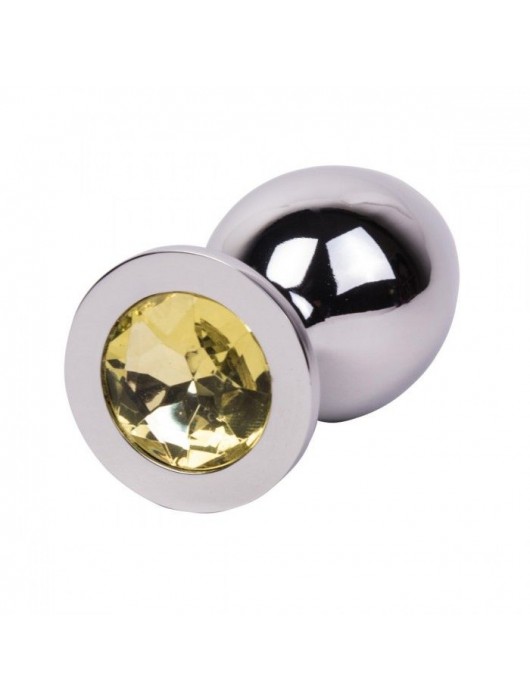 Большой стальной плаг с желтым кристаллом Sweet Lemon - 9,5 см. - Erotic Fantasy - купить с доставкой в Миассе