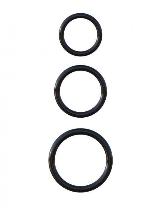 Набор из трех черных эрекционных колец Silicone 3-Ring Stamina Set - Pipedream - в Миассе купить с доставкой