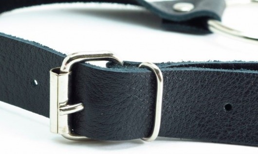 Черный кожаный кляп с кольцом - БДСМ Арсенал - купить с доставкой в Миассе