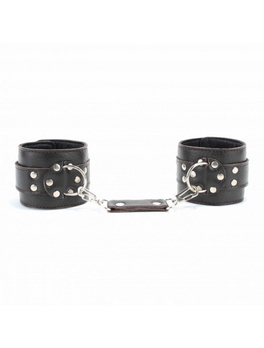 Коричневые оковы из мягкой кожи на металлической цепочке - БДСМ Арсенал - купить с доставкой в Миассе