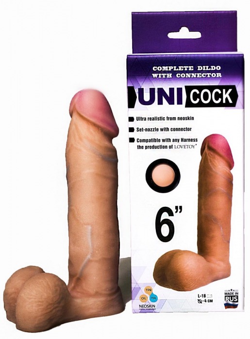 Насадка для страпона фаллической формы UNICOCK 6  - 18 см. - LOVETOY (А-Полимер) - купить с доставкой в Миассе
