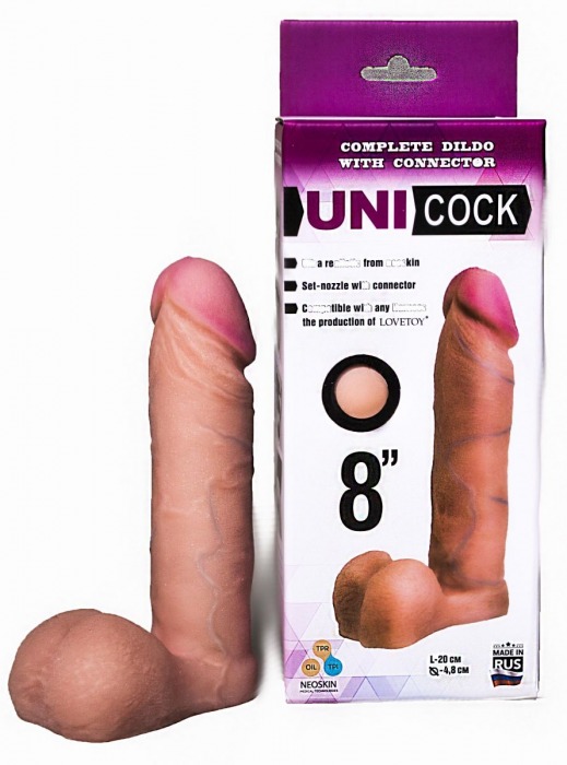 Фаллическая насадка для страпона UNICOCK 8  - 20 см. - LOVETOY (А-Полимер) - купить с доставкой в Миассе
