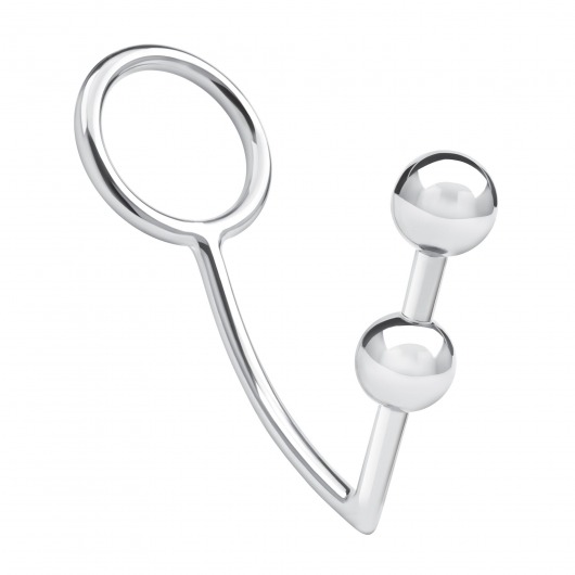 Кольцо на пенис с анальным стимулятором Two Bead Stainless Steel Anal Hook   Cock Ring - BlueLine - в Миассе купить с доставкой