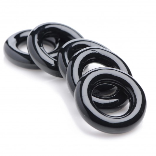 Комплект из 5 черных эрекционных колец для мошонки Ring Master Custom Ball Stretcher Kit - XR Brands - в Миассе купить с доставкой