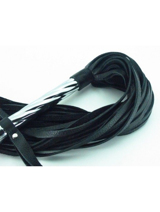 Длинная плеть с рукоятью цвета  никель  - 66 см. - БДСМ Арсенал - купить с доставкой в Миассе