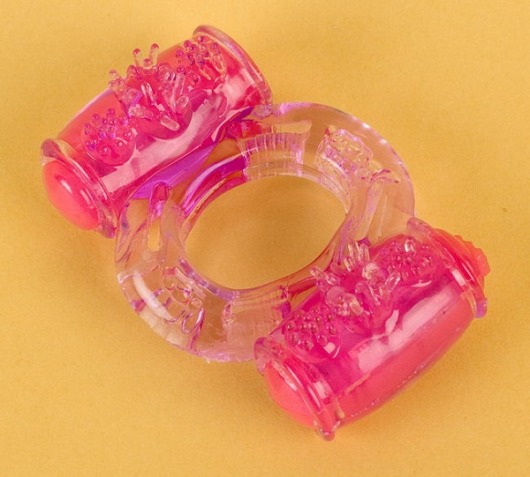 Фиолетовое виброкольцо с двумя вибропульками - Toyfa Basic - в Миассе купить с доставкой