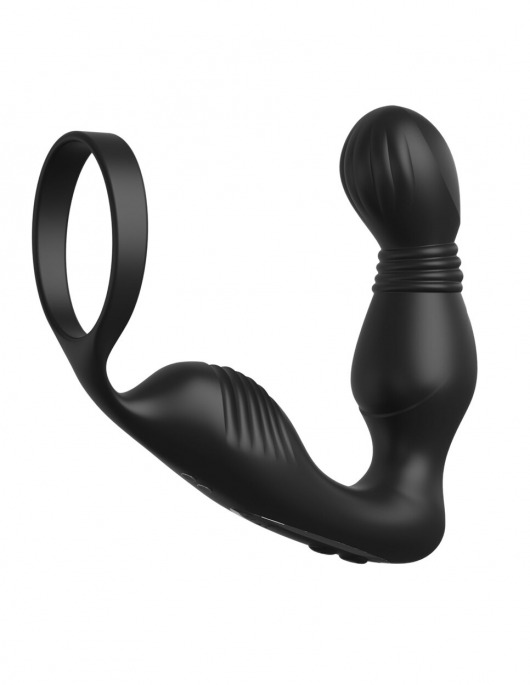 Черный вибростимулятор простаты с эрекционным кольцом Ass-Gasm Pro P-Spot Milker - Pipedream - в Миассе купить с доставкой