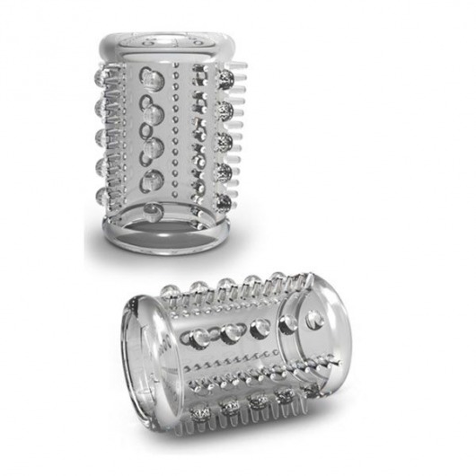 Прозрачная насадка с шипами и шишечками STAY HARD COCK SLEEVE 03 CLEAR - Blush Novelties - в Миассе купить с доставкой