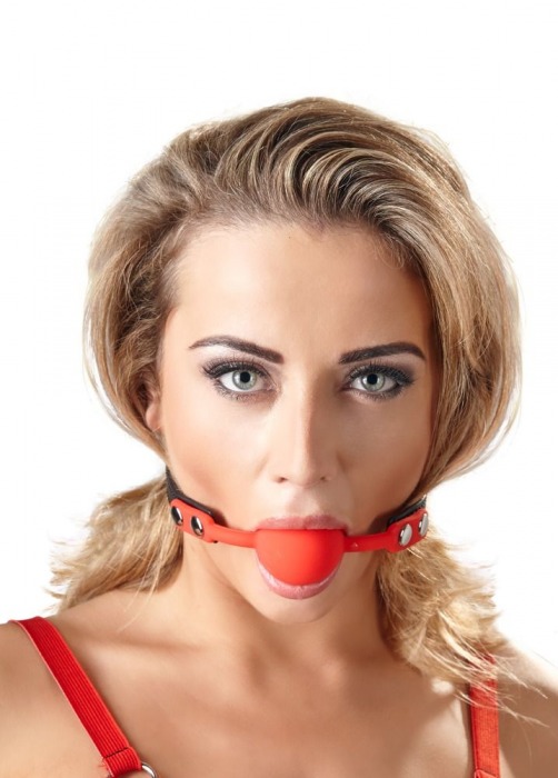 Силиконовый кляп-шар на чёрных ремешках Red Gag silicone - Orion - купить с доставкой в Миассе