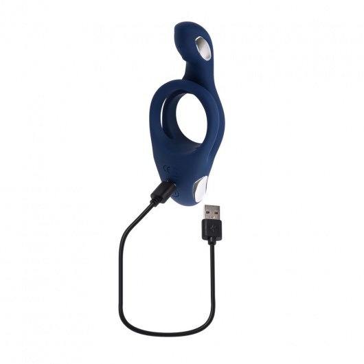 Синее эрекционное виброкольцо с двойным подхватом мошонки Ring Around The Rosy - Zero Tolerance - в Миассе купить с доставкой