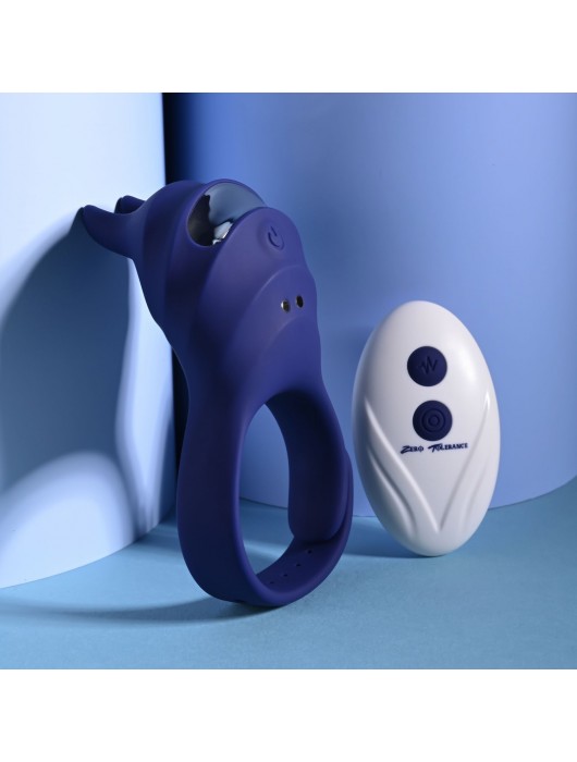 Синее эрекционное виброкольцо с клиторальной подушечкой и пультом ДУ Adjustable Fun Ring - Zero Tolerance - в Миассе купить с доставкой