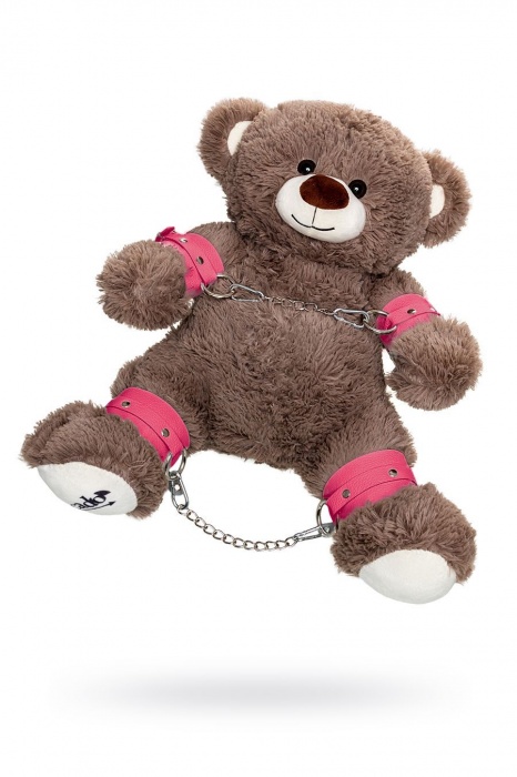 Бондажный набор: бурый мишка с розовыми оковами и наручниками - Pecado - купить с доставкой в Миассе