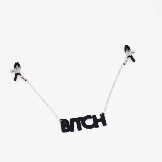 Зажимы на соски с кожаной подвеской Bitch - Crazy Handmade - купить с доставкой в Миассе