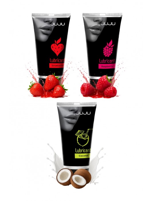 Набор из 3 съедобных лубрикантов JUJU (клубника, малина, кокос) - JuJu - купить с доставкой в Миассе