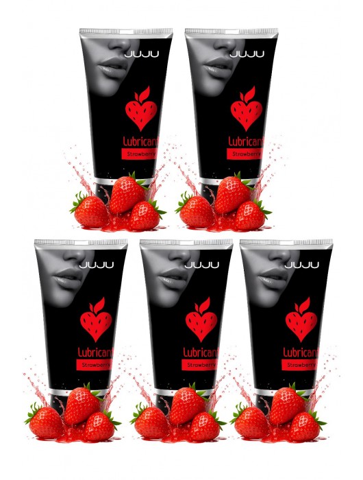 Набор из 5 съедобных лубрикантов JUJU со вкусом клубники - JuJu - купить с доставкой в Миассе