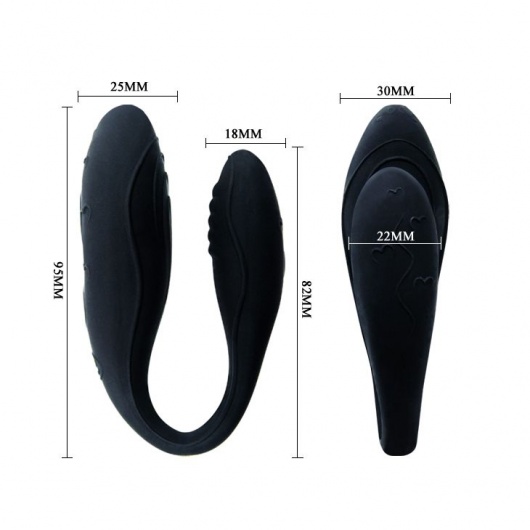 Чёрный вибромассажер для пар Indulgence Plus с ДУ - Baile